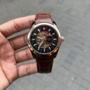 TIssot Skeleton Automatic brown strap black dial