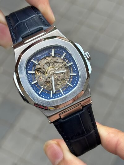 PAT_EK Nautilus leather Automatic blue dial